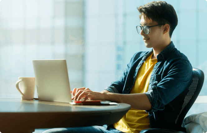 Professional working on laptop